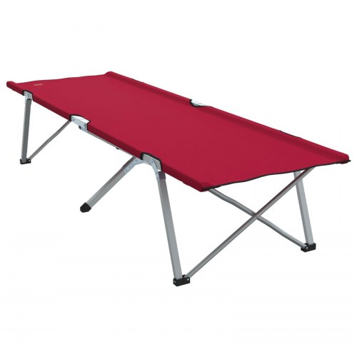 Foldbar Lounge Seng Rød Metal, Stof Standard Sammenfoldelig