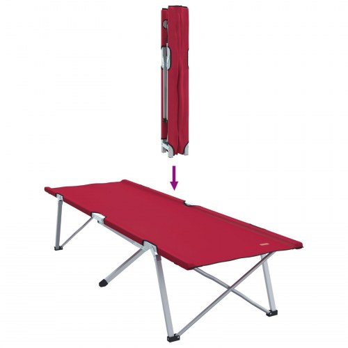 Foldbar Lounge Seng Rød Metal, Stof Standard Sammenfoldelig