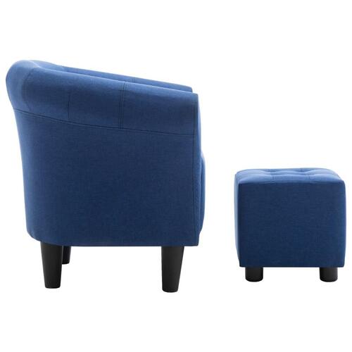 Lænestol og fodskammel 2 dele stof blå