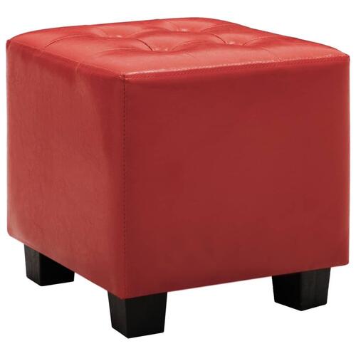 Lænestol med fodskammel kunstlæder rød