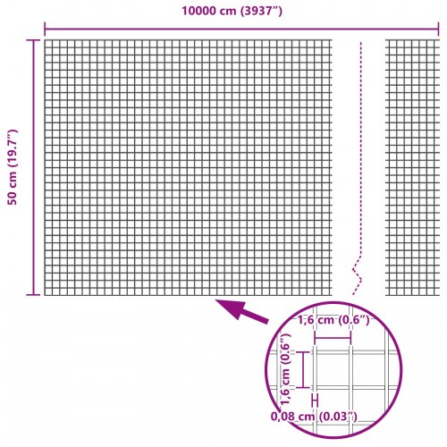 Svejset Trådhegn Grøn 0.5x100 m Stål