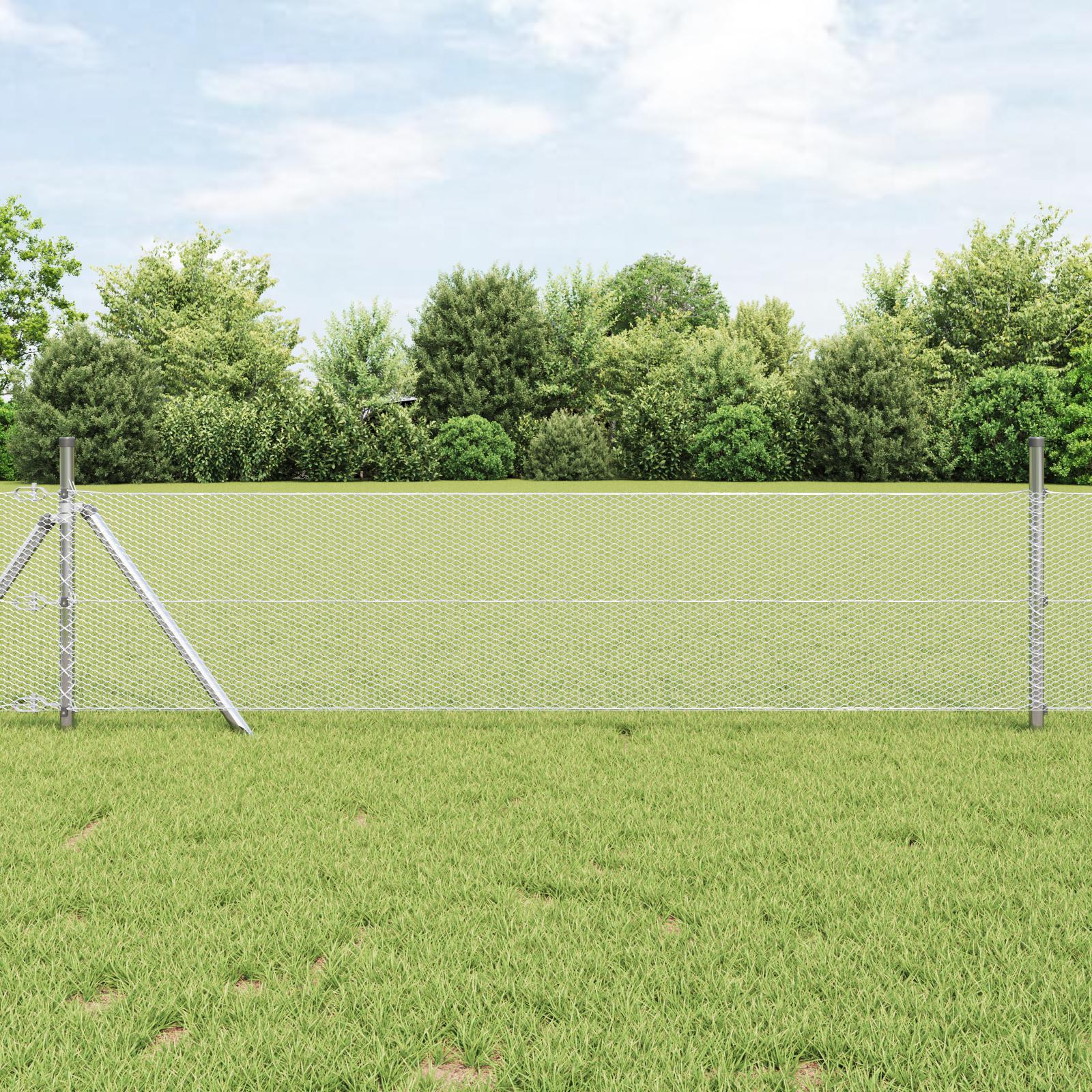 Hexagon hegn 0,6 × 50 m - galvaniseret stål, sølv