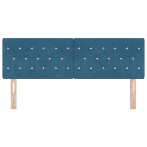 Hovedgærde med krystalknapper, tufted, mørkeblå, 140 cm, velour