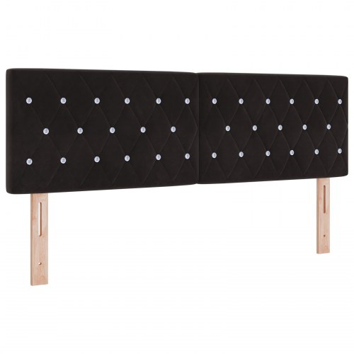 Sengegavl med krystalknapper, tufted, sort, 160 cm, velour