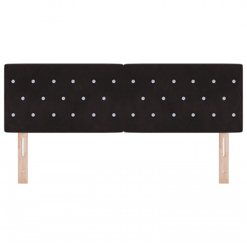 Sengegavl med krystalknapper, tufted, sort, 160 cm, velour
