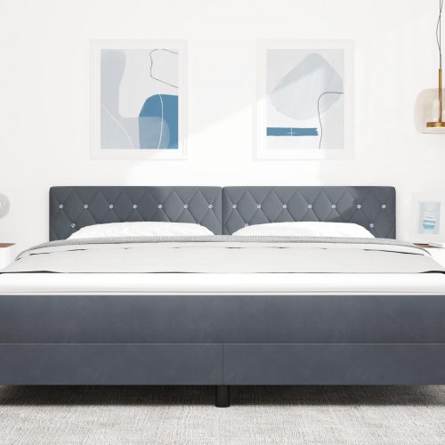 Sengegavl med krystalknapper tufted mørkegrå 180 cm fløjl
