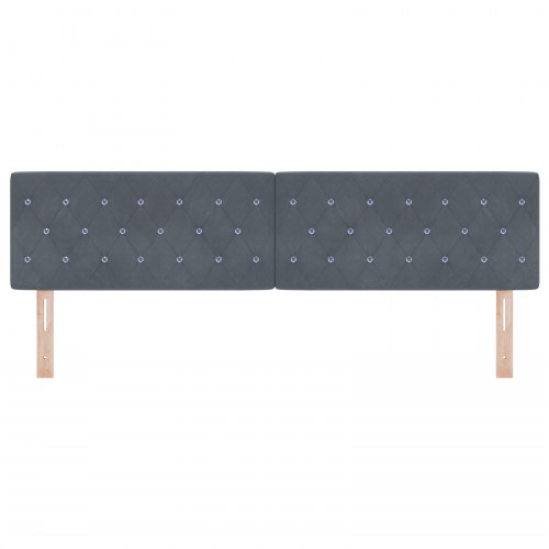 Sengegavl med krystalknapper tufted mørkegrå 180 cm fløjl
