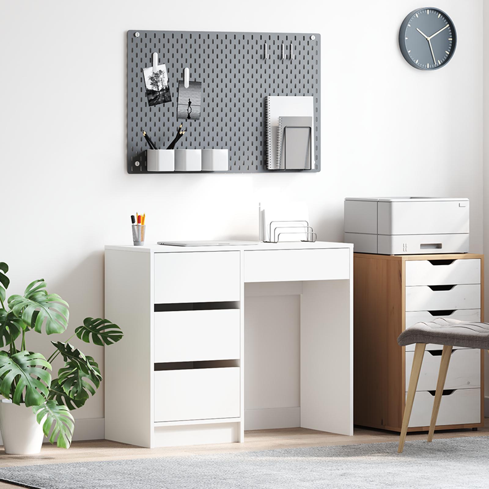 Hvidt Skrivebord Hvidt MDF Medium Opbevaring Hvidt Skrivebord