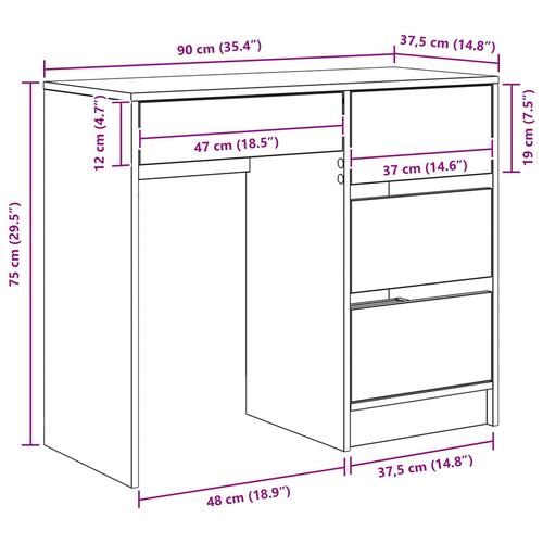 Hvidt Skrivebord Hvidt MDF Medium Opbevaring Hvidt Skrivebord