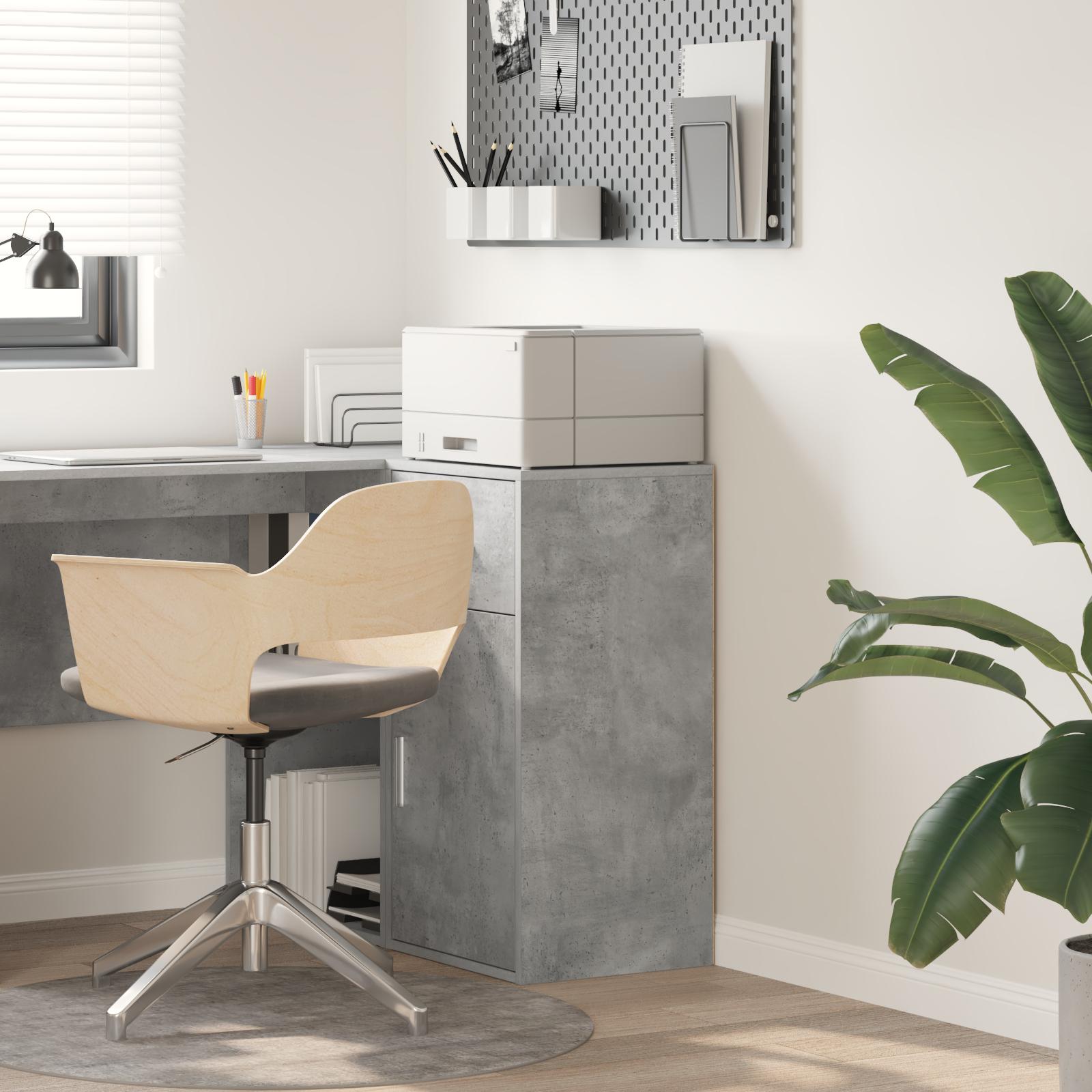 Sidebord med skuffe Betongrå 38 x 34,5 x 75 cm Konstrueret træ