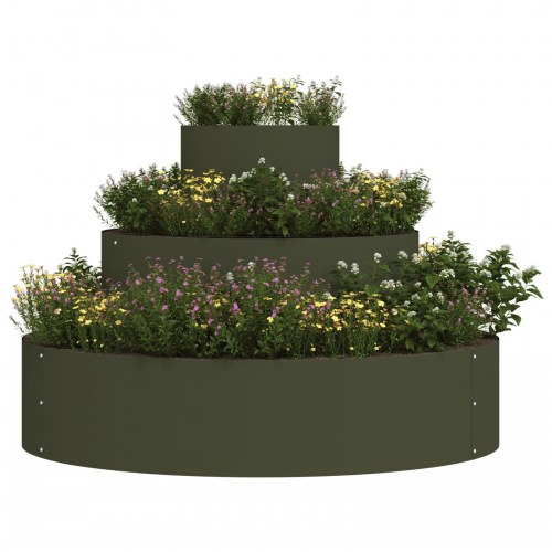Metal Planter Stål/olivengrøn Stål Ø 90 cm Modulær