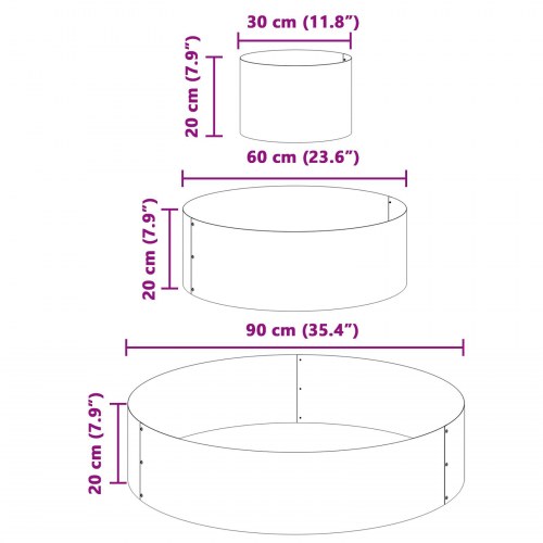 Metal Planter Stål/olivengrøn Stål Ø 90 cm Modulær