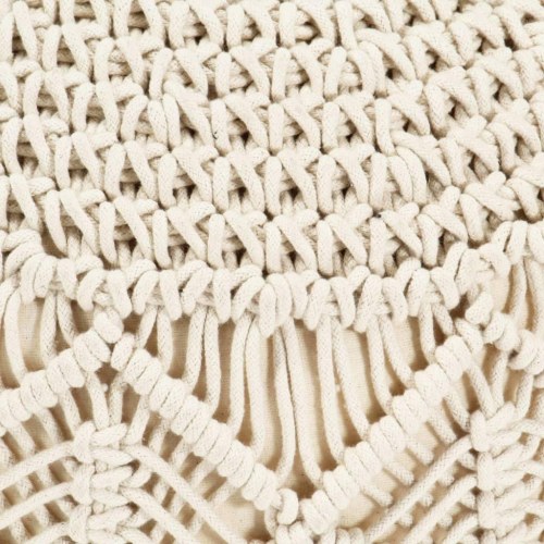 Håndlavet macramépuf i bomuld - 45 × 30 cm, natur