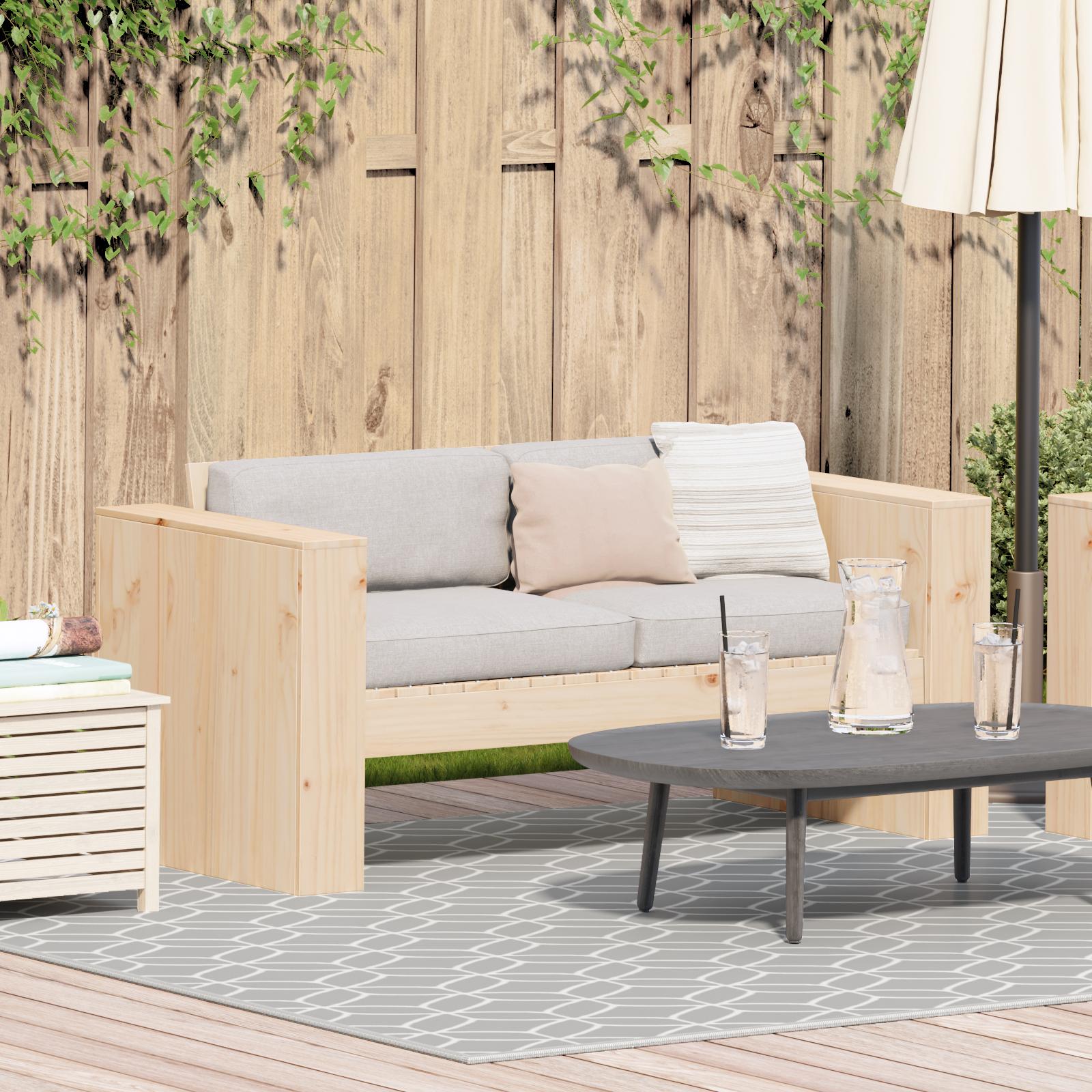 Havemøbelsofa i massiv fyrretræ - natur, 134 × 60 × 62 cm