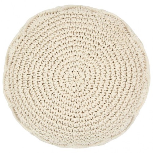 Håndlavet macramépuf i bomuld - 45 × 30 cm, natur