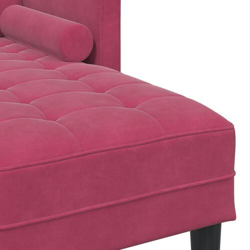 3-personers sofa med chaise L-formet vinrød 160 cm fløjl
