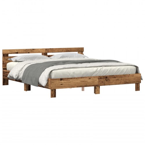 Sengeramme Rustik Gammelt Træ Massivt Genbrugstræ 200 x 200 cm