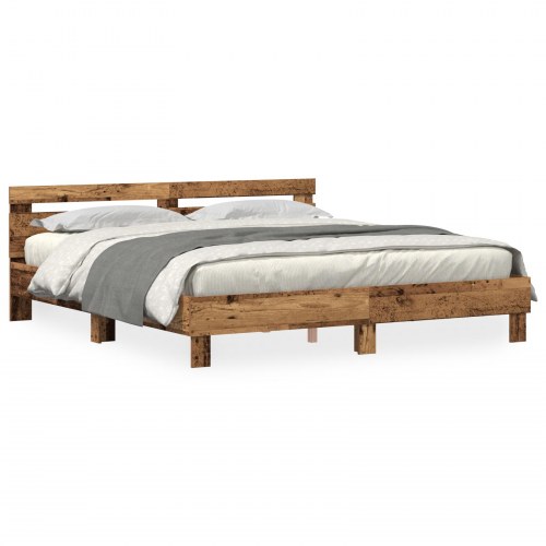 Sengeramme Rustik Gammelt Træ Massivt Genbrugstræ 200 x 200 cm