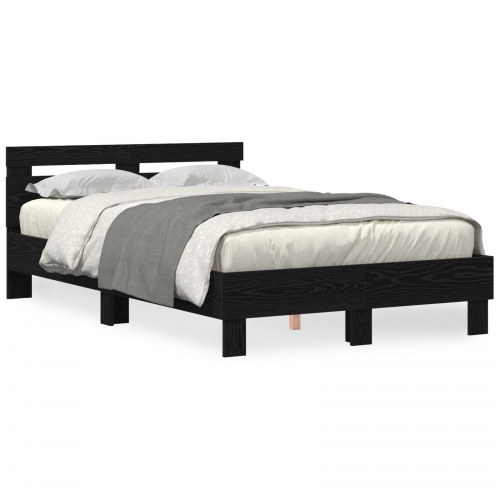Egetræ sengestel Sort egetræ Konstrueret træ 135 x 190 cm
