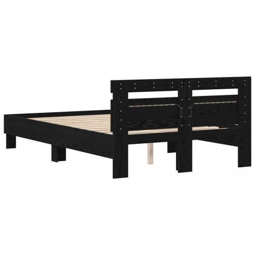 Egetræ sengestel Sort egetræ Konstrueret træ 135 x 190 cm