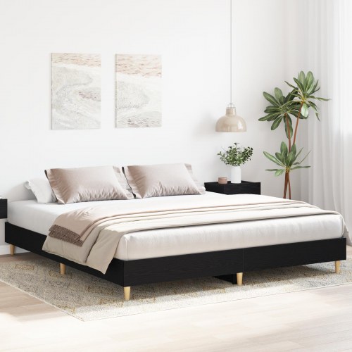 Sengestel Sort Egetræ 200x200 cm Ingenieret Træ