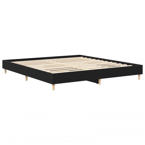 Sengestel Sort Egetræ 200x200 cm Ingenieret Træ