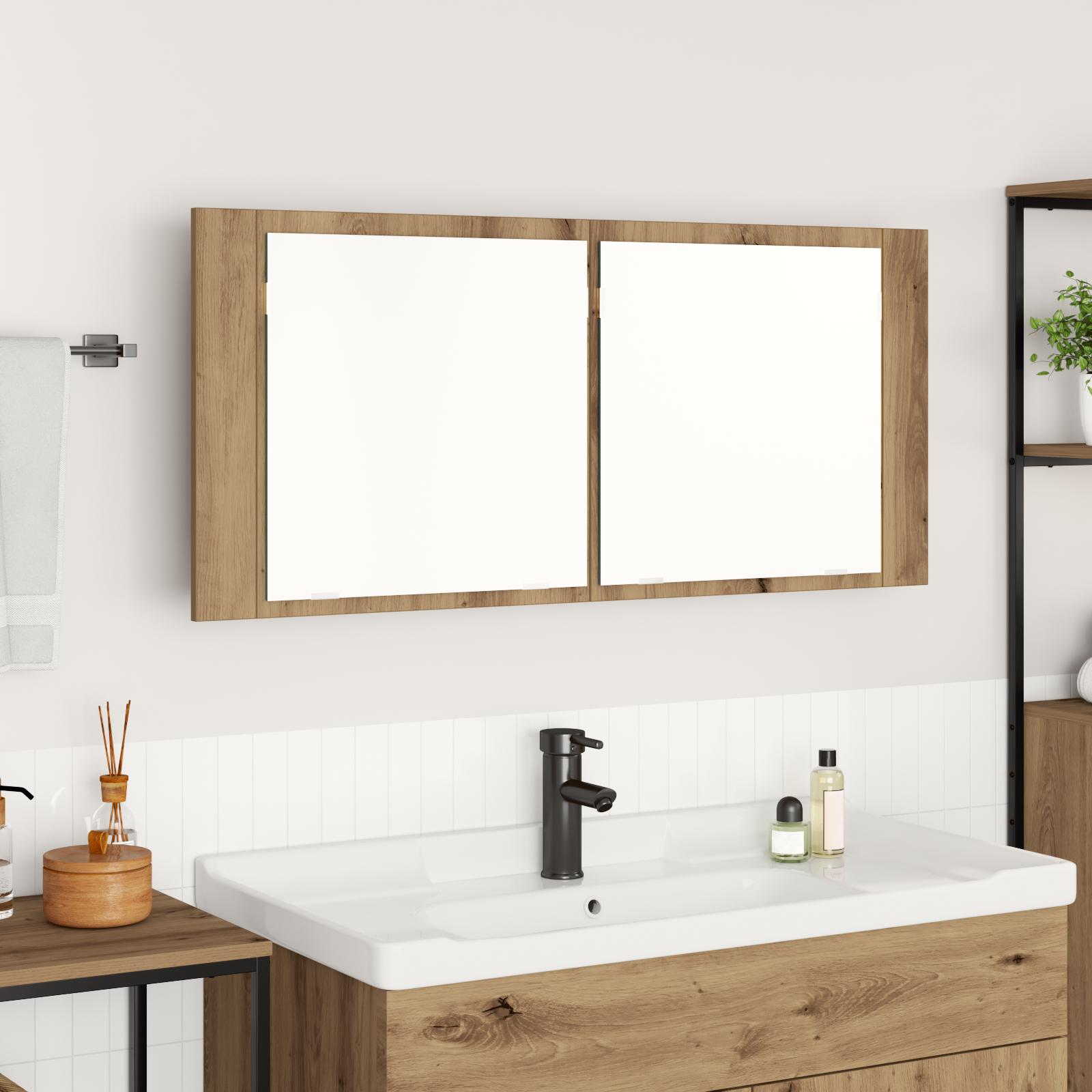 LED Spejlskab artisan eg 100 x 12 x 45 cm Konstrueret træ
