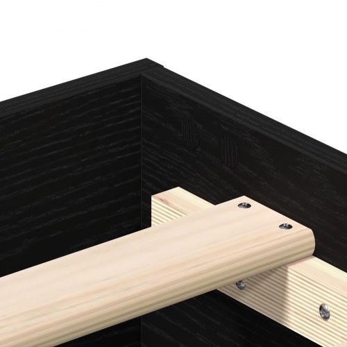 Senge ramme Sort egetræ 160x200 cm Konstrueret træ