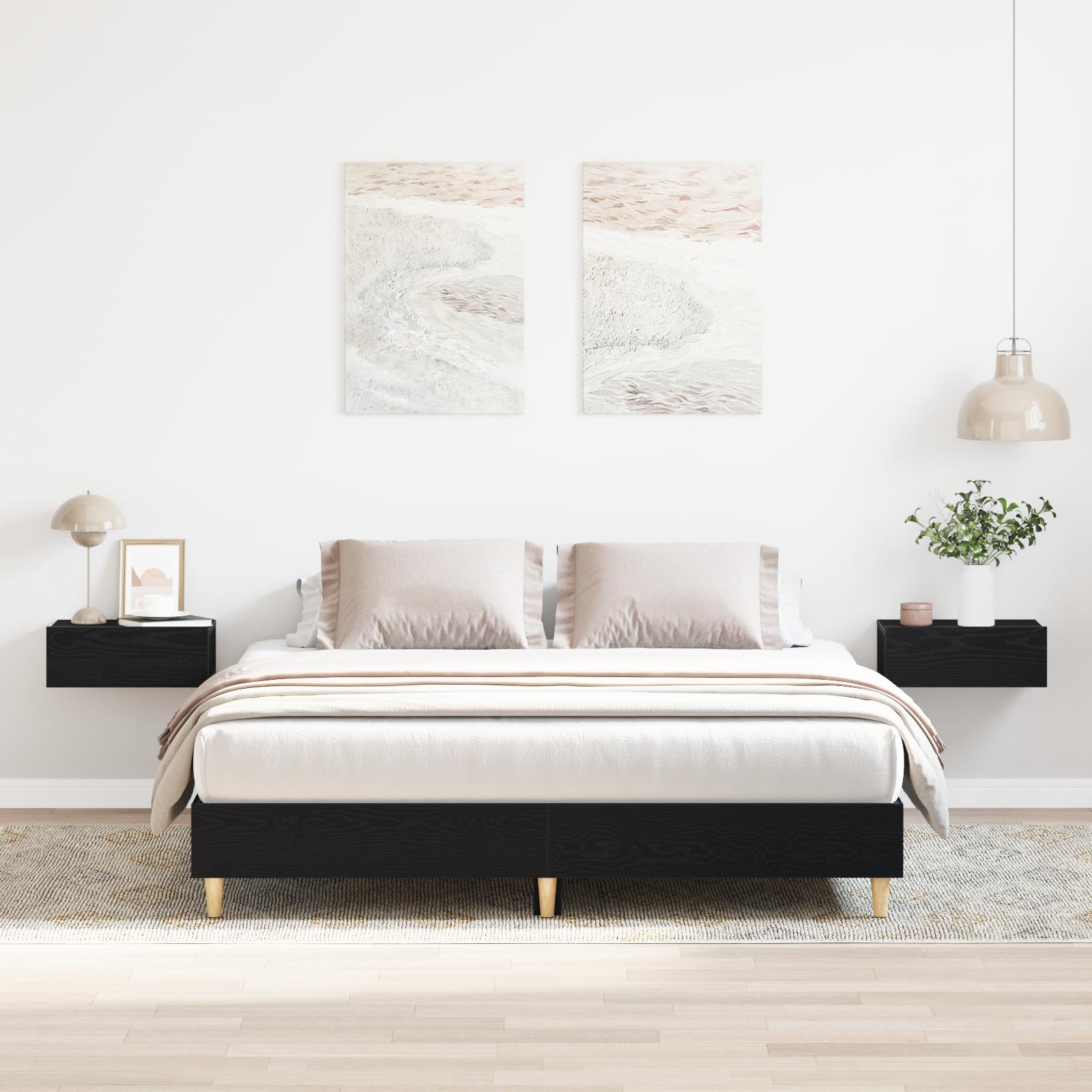 Sengestel i sort eg 203 × 153 × 25 cm - konstrueret træ