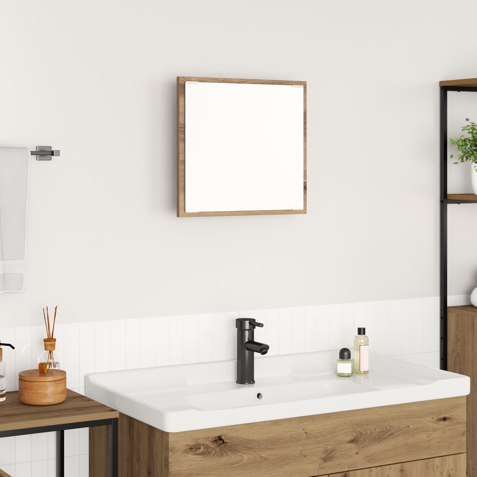 Led Badeværelsesspejl Artisan Egetræ 40x8.5x37 Cm Konstrueret Træ