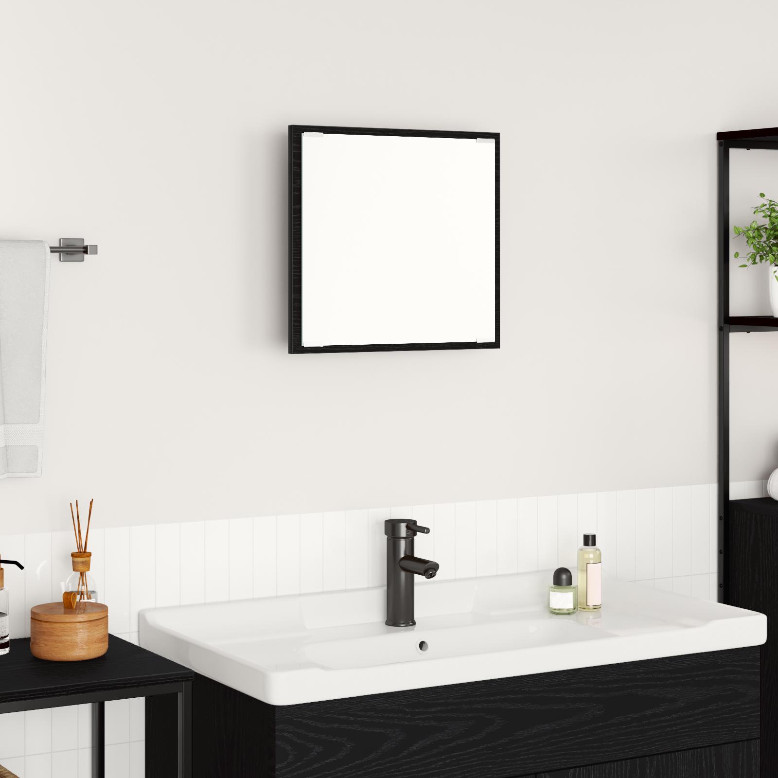 LED badeværelsesspejl Sort eg 40 x 8.5 x 37 cm Konstrueret træ