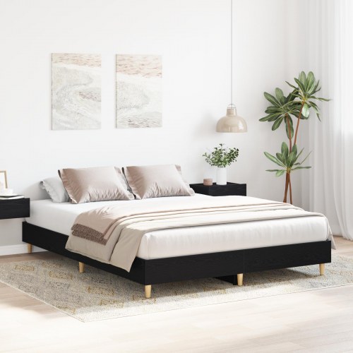 Sengeramme Sort Egetræ 140x200 cm Ingeniørtræ
