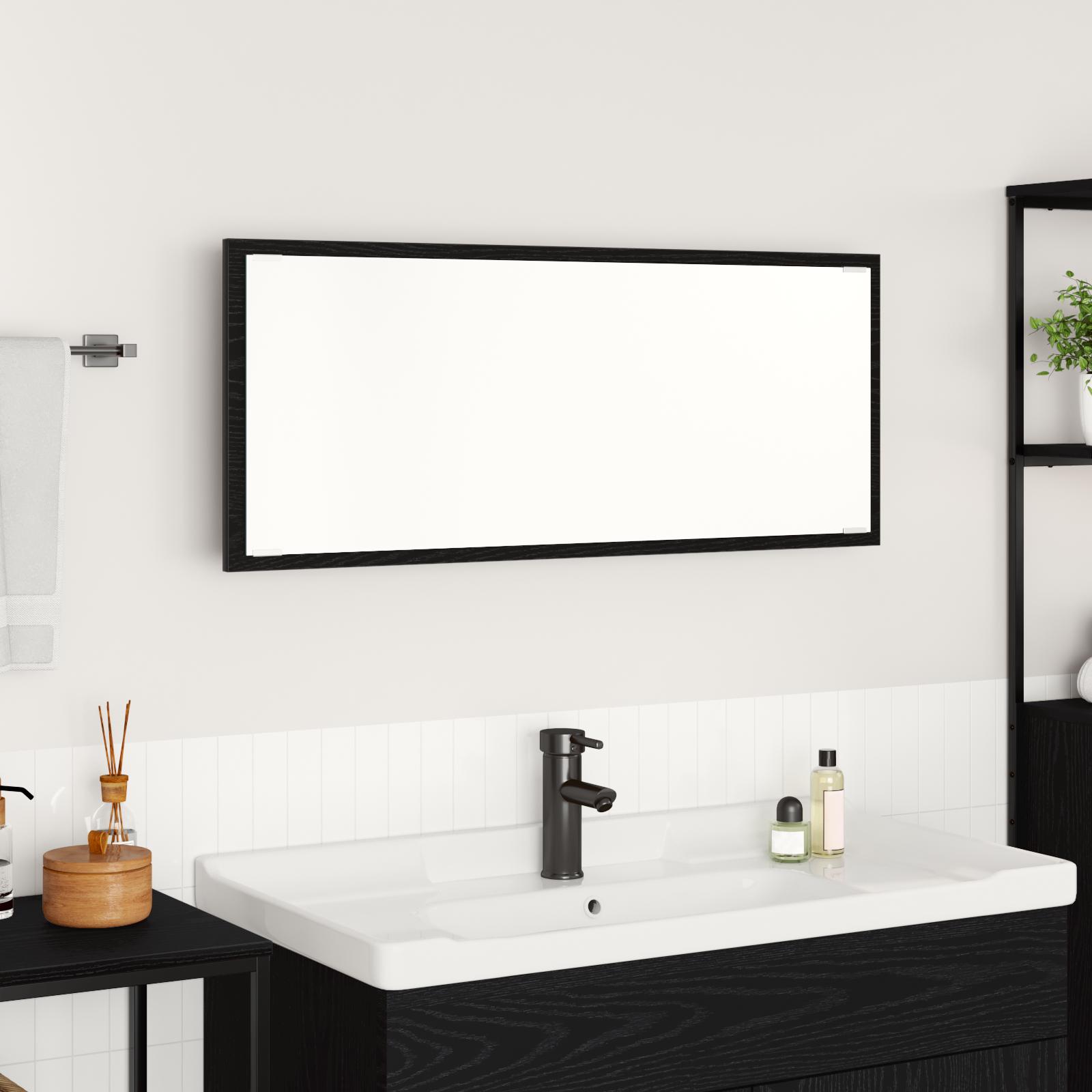 Spejl med spejllys Sort eg 90 x 8.5 x 37 cm Konstrueret træ