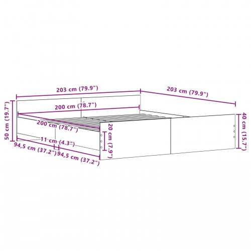Sengestel Gammet Træ 200x200 cm Ingeniørtræ
