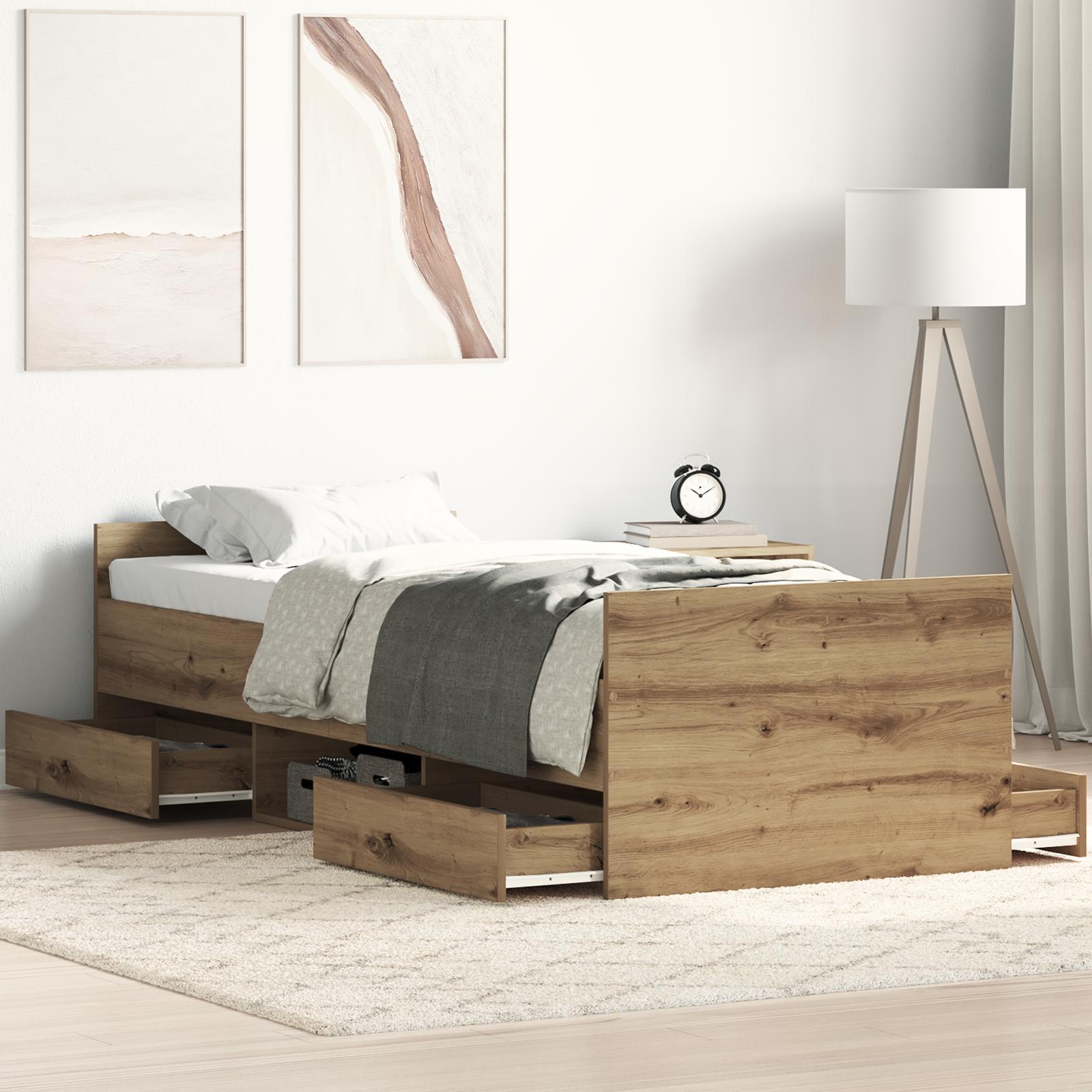 Sengestel med hovedgærde artisan eg 75 x 190 cm Konstrueret træ