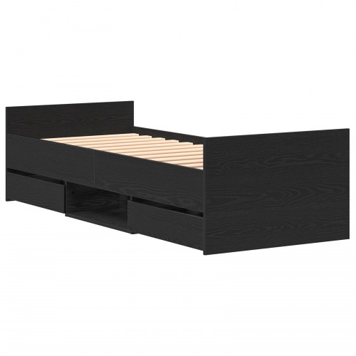 Seng uden madras Sort Eg 75x190 cm Konstrueret træ