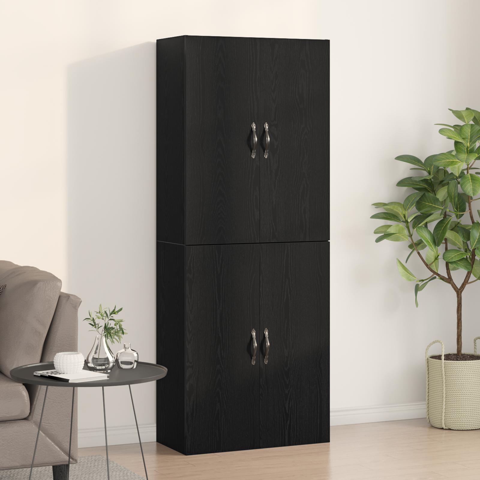 Vægskab 2 Dele Sort Eg 69.5 X 34 X 90 Cm Konstrueret Træ
