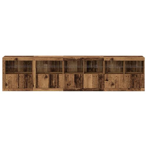 Sofabord med LED-lamper Gamle træ 283x37x67 cm konstrueret træ