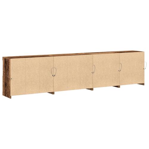 Sofabord med LED-lamper Gamle træ 283x37x67 cm konstrueret træ