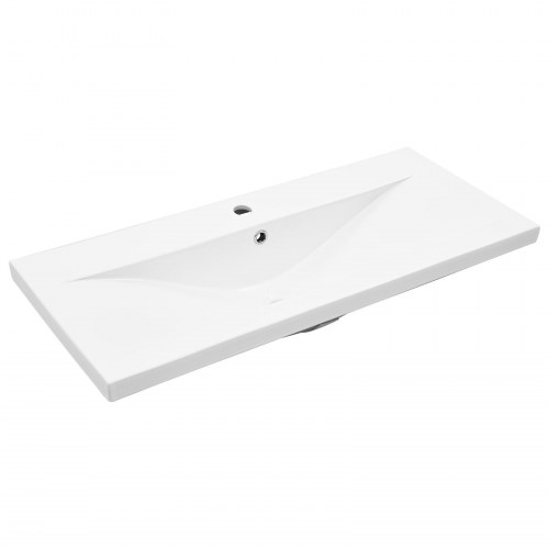 Badeværelsesskab med indbygget håndvask Sort egetræ Konstrueret træ