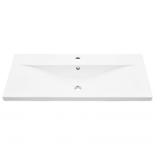 Badeværelsesskab med indbygget håndvask Sort egetræ Konstrueret træ