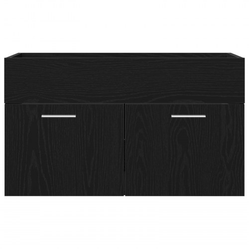 Badeværelsesskab med indbygget håndvask Sort egetræ Konstrueret træ