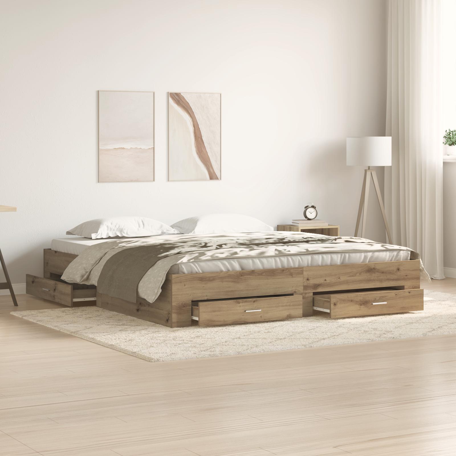 Sengestel med skuffer artisan eg 180 x 200 cm Konstrueret træ
