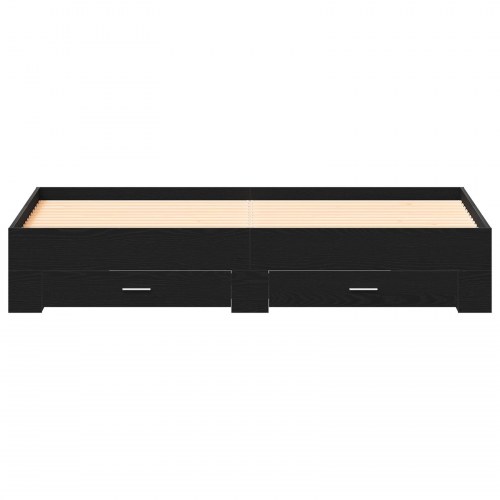 Seng med skuffer Sort Eg 180x200 cm Ingeniørtræ