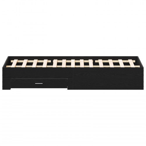 Seng med skuffer Sort Eg 180x200 cm Ingeniørtræ