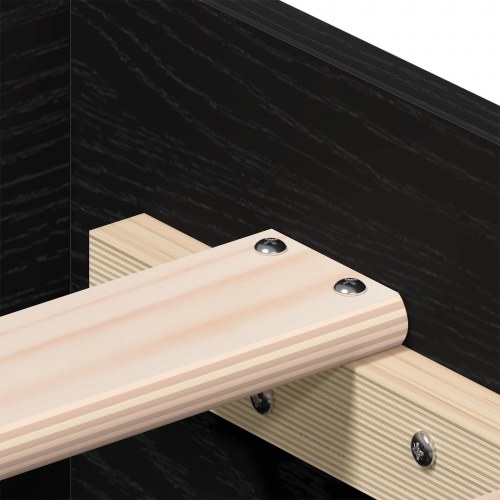 Seng med skuffer Sort Eg 180x200 cm Ingeniørtræ