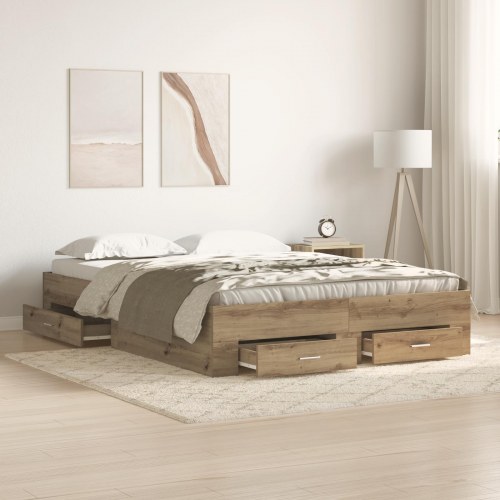 Sengestel med skuffer Artisan egetræ Konstrueret træ 140 x 190 cm