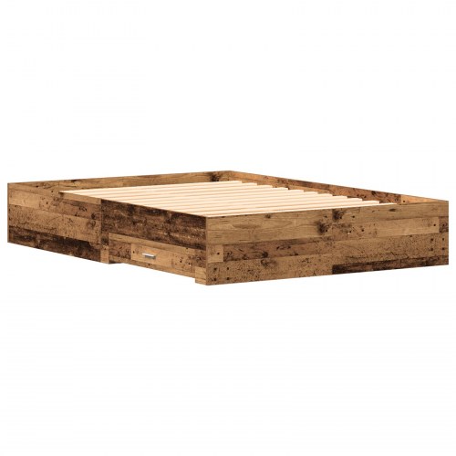 Sengeram med Skuffer Gammelt Træ 135x190 cm Konstrueret Træ