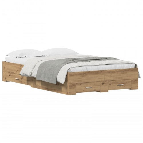 Sengestel med Skuffer Artisan Eg 120x190 cm Konstrueret Træ