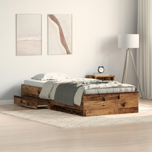 Seng RAMME Gammel træ 100x200 cm Konstrueret træ